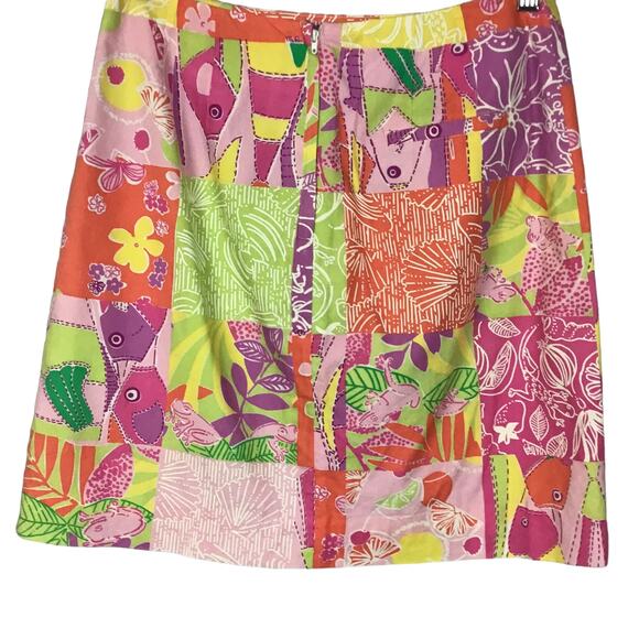 Lilly Pulitzer Multi Chefs Blend Patchwork Print Fish Print Skirt sz 6 - Picture 2 of 4
